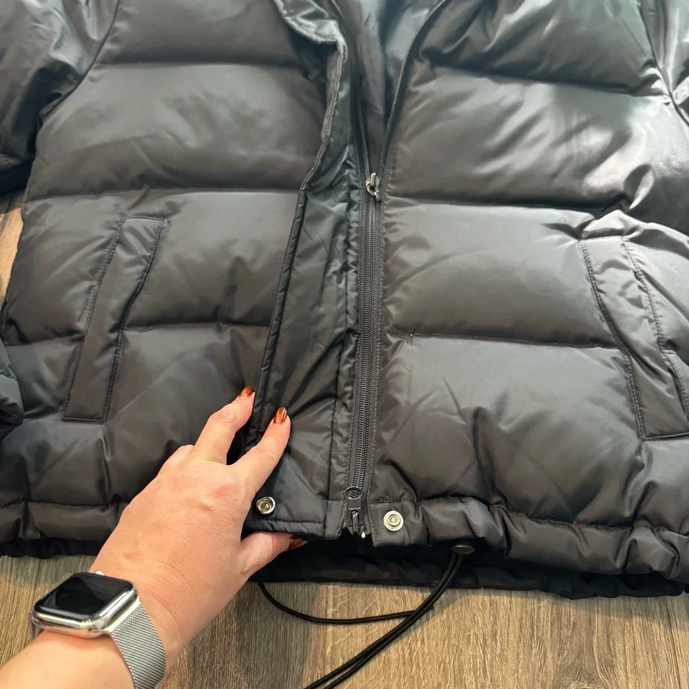 DKNY active Black Puffer Jacket with Faux Fur Trim women medium - Picture 5 of 8